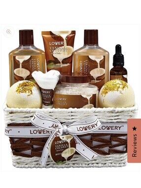 Lovery Vanilla Coconut Bath & Body Gift Basket - Brown/White/Gold